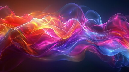 Poster - Swirling waves of vibrant color in an abstract digital art composition