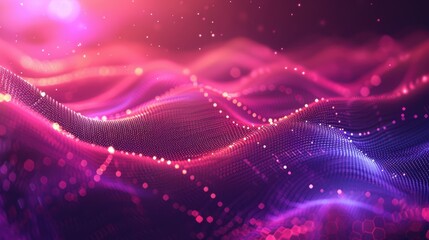 Poster - Interconnected geometric shapes and flowing lines illustrating digital innovation in vibrant colors