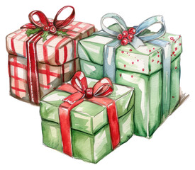 Poster - PNG Festive holiday gift boxes illustration