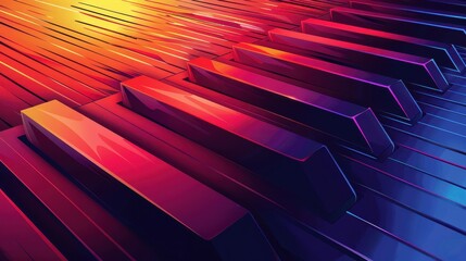 Poster - Colorful abstract piano keys design with gradient stripes in a minimalistic geometric style