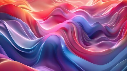 Poster - Vibrant abstract waves in shades of pink and blue flowing gracefully in a colorful landscape