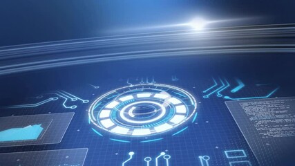 Poster - Digital interface with animated data charts and graphs over blue background