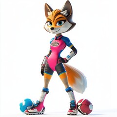 Canvas Print - A stylized fox character in sports attire, ready for soccer.