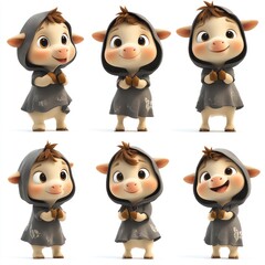 Poster - A cute animated character with sheep features, displaying various expressions and poses.