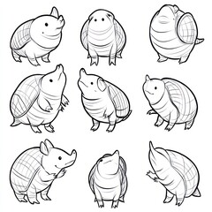 Sticker - A collection of cute, cartoon-style turtle illustrations in various poses.