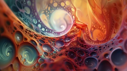 Poster - Colorful abstract patterns evoke a dreamlike landscape with swirling shapes and textures