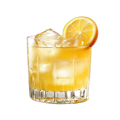 Wall Mural - Whiskey Sour Cocktail. Isolated on a Transparent Background. Cutout PNG.