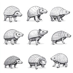 Sticker - A collection of stylized turtle illustrations in various poses and designs.