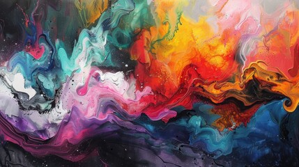 Poster - Vivid abstract artwork showcasing swirling colors and dynamic forms in a vibrant composition