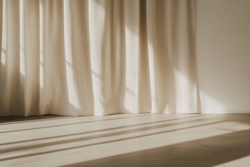 Aufkleber - Morning Soft Light on Warm Beige Indoor Surface - Cozy, Inviting Atmosphere - Low-Angle View