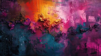 Poster - Vibrant abstract artwork showcasing dynamic colors and textured patterns in an energetic composition
