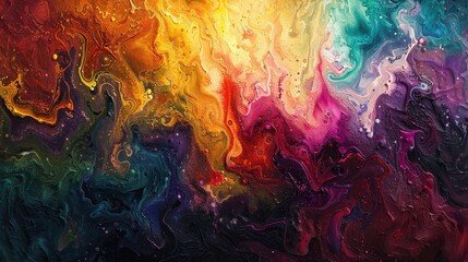 Poster - Vibrant abstract artwork featuring swirling colors reminiscent of a cosmic landscape at twilight