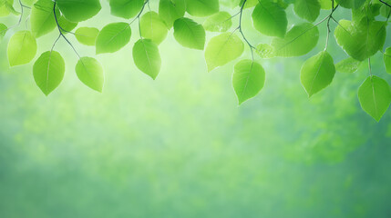 Wall Mural - fresh green leaves against a soft blurred background