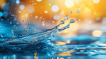 Poster - Dynamic explosion of water droplets captured against colorful background, creating vibrant and refreshing scene.