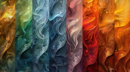 Poster - A vibrant blend of abstract waves in multiple colors, creating a dynamic visual experience