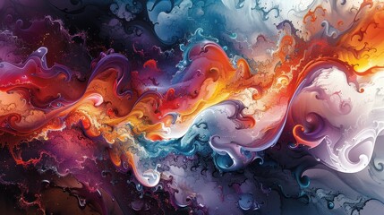 Poster - Vibrant swirls of color and abstract patterns create a dynamic visual experience in an artwork