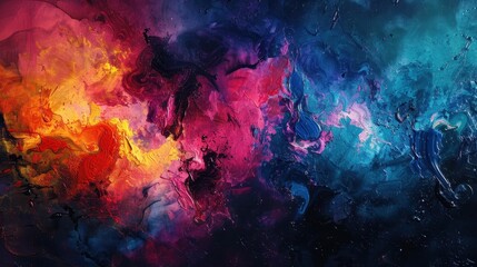 Poster - A vibrant explosion of colors in abstract art showcasing intertwining patterns and textures
