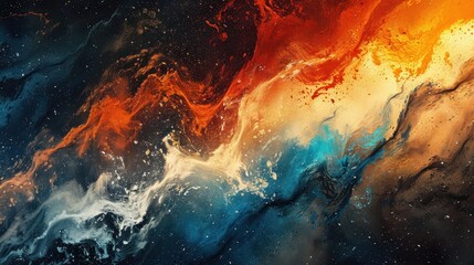 Poster - Abstract representation of vibrant colors blending in a cosmic swirl at an artistic setting