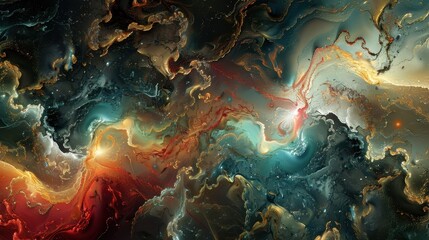 Poster - Vibrant cosmic patterns swirl through space, showcasing a stunning display of energy
