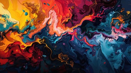 Poster - Vibrant abstract art with swirling colors and dynamic shapes in a striking composition