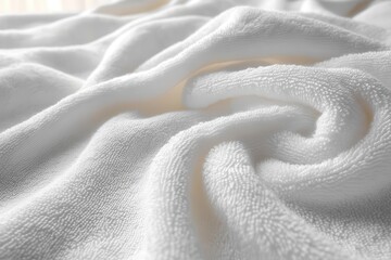 closeup of luxurious white towel texture showcasing intricate terry cloth loops soft shadows highlighting plush fibers clean and inviting spalike atmosphere