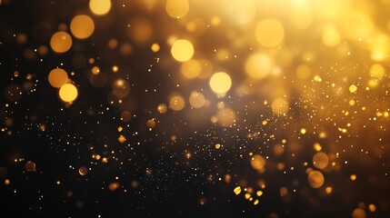 Wall Mural - Golden bokeh background with shimmering lights and particles creating a warm and festive atmosphere