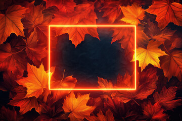 Wall Mural - Colored Autumn Leaves Frame Background - Space for Text	
