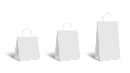 3D Paper Bag With Shadow On White Background