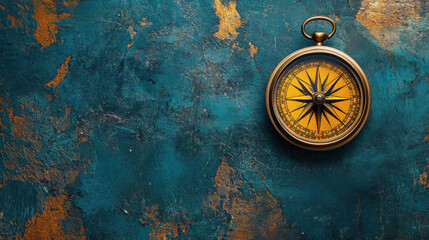 Vintage Compass on Blue Backgr