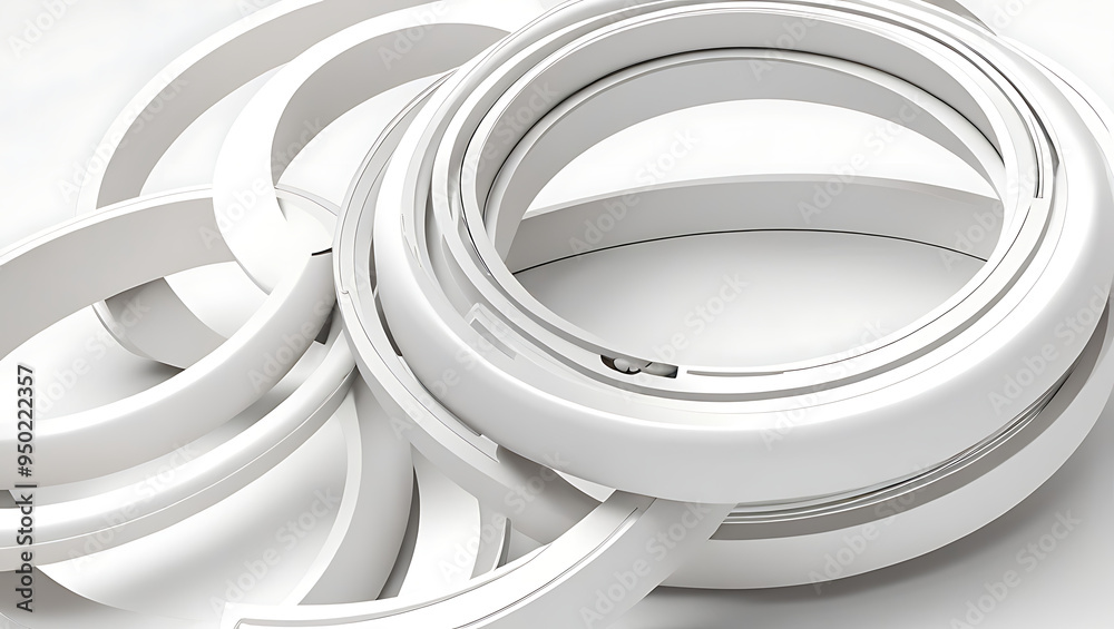 A 3D sculpture of a series of interlocking, abstract rings with varying ...