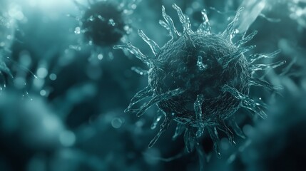 closeup of a virus in human body