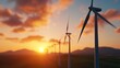 © Oatkhaphon - Stunning sunset over wind turbines in a scenic landscape, showcasing renewable energy's beauty and potential.