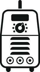 Poster - Black welding machine icon representing the process of fusing materials using heat