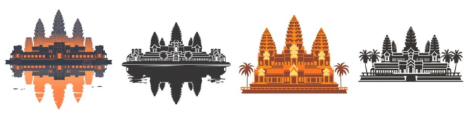 Wall Mural - A simple vector icon illustration depicting the group of Angkor Wat for a website isolated white background