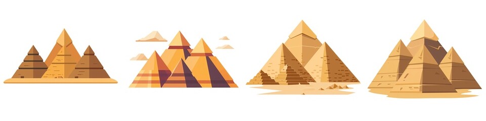 Wall Mural - A simple vector icon illustration depicting the group of Pyramids of Giza for a website isolated white background