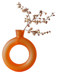 Sticker - PNG Modern orange vase with flowers