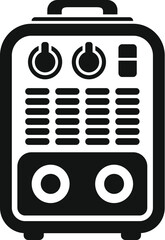 Poster - Black glyph icon for portable inverter welding machine, professional equipment for metalworking