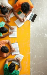 Poster - Diverse Indian College Students Collaboratively Studying in a Dormitory Common Area with Laptops and Textbooks