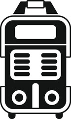 Poster - Black glyph icon for a portable inverter welding machine, isolated vector illustration