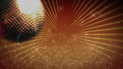 Wall Mural - Disco ball and sparkling lights animation over red and gold background