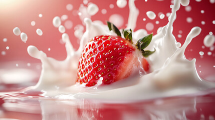 Poster - Strawberry Splash in Milk