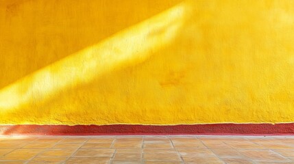 Aufkleber - Vibrant Yellow Stucco Urban Wall Under Soft Sunlight at Sunrise - Minimalist Composition in Urban Environment