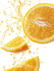 Poster - Fresh Orange Slices with Splashing Juice