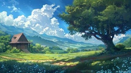 Sticker - Tranquil Countryside Escape