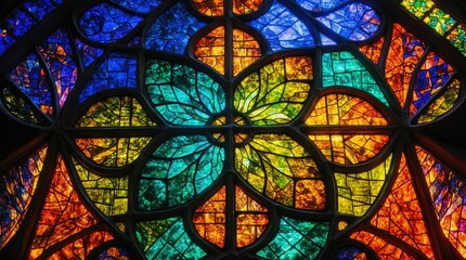 Stained Glass Texture Background Resembling Medieval Cathedral Windows