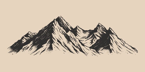 Wall Mural - Vintage retro engraving woodcut style sketch draw paint of mountain rock hill peak