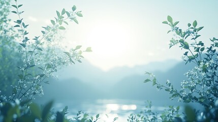 Wall Mural - A notification window with a translucent background featuring a blurred image of a calming natural scene, promoting a sense of peace and focus.