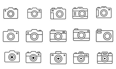 camera line icon set vector