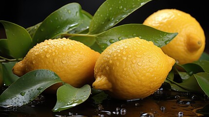 Wall Mural - Vibrant yellow lemons are on display at a market, glistening with freshness and ready for purchase.