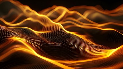 Wall Mural - Digital Abstract Art of Gold Streams Data and Energy